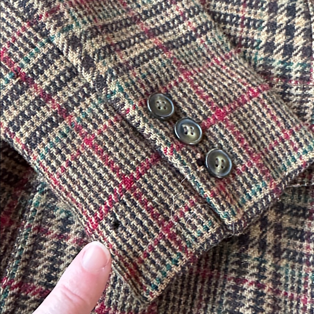 Anne Klein vintage 70’s wool plaid brown equestrian style blazer Small - Picture 10 of 11